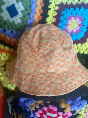 Orange Checkerboard Bucket Hat